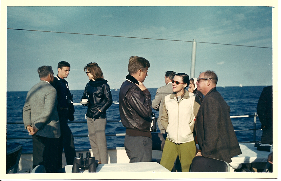 George Plimpton watches the America’s Cup races with President John F. Kennedy and Jacqueline Kennedy, 1962 (Photo: Laemmle Zeller Films)